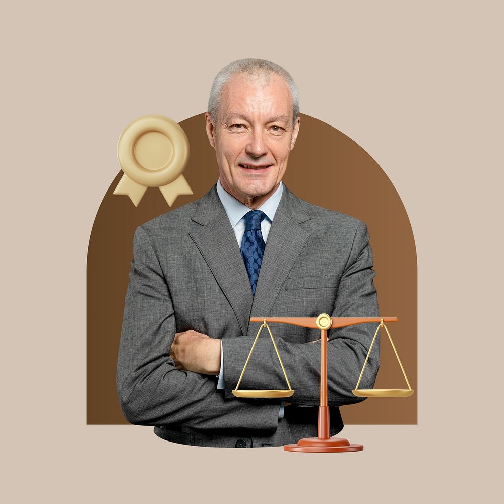 Brown certified lawyer & attorney isolated design