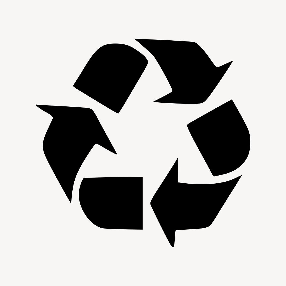 Black recycle sign clipart illustration vector. Free public domain CC0 image.