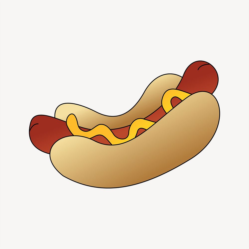 Hot dog illustration. Free public domain CC0 image.