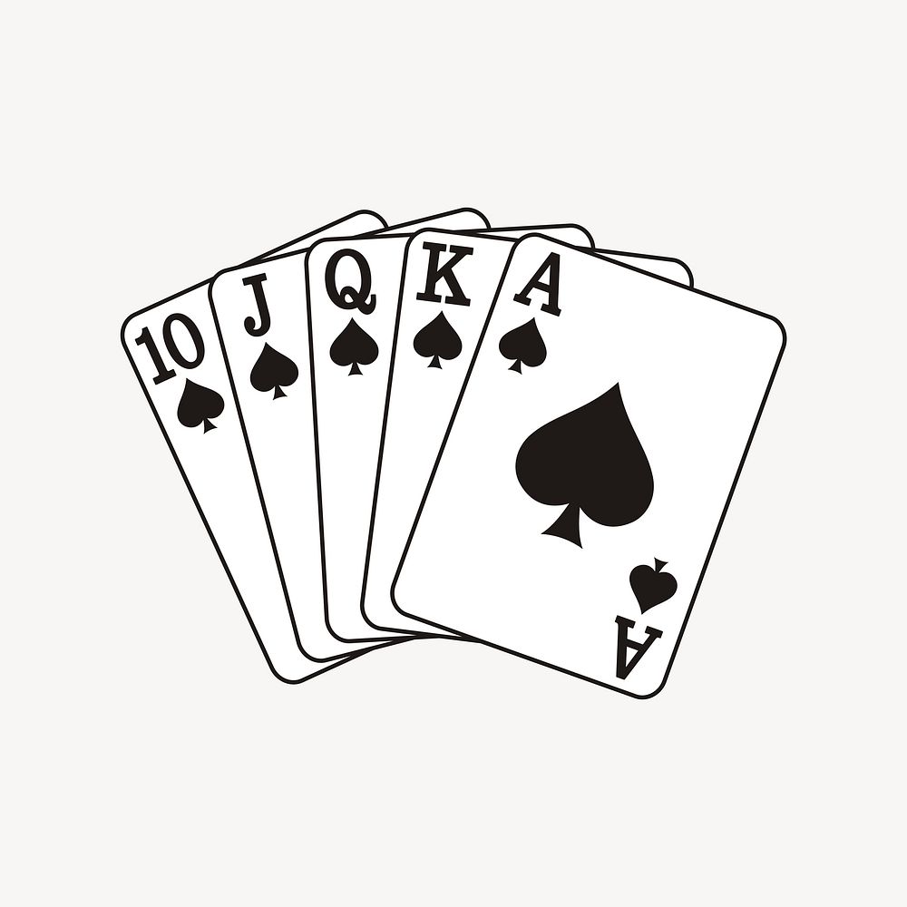 Royal flush clipart illustration vector. Free public domain CC0 image.