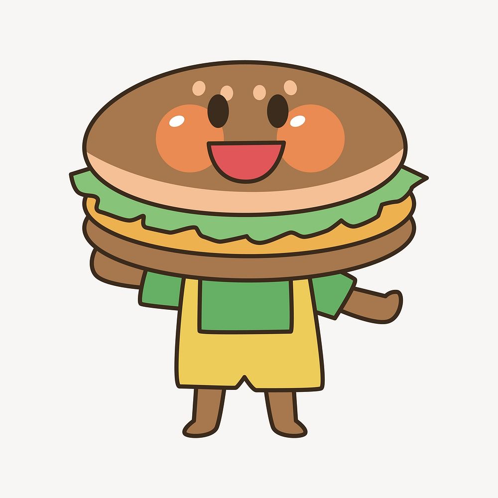 Burger character illustration. Free public domain CC0 image.
