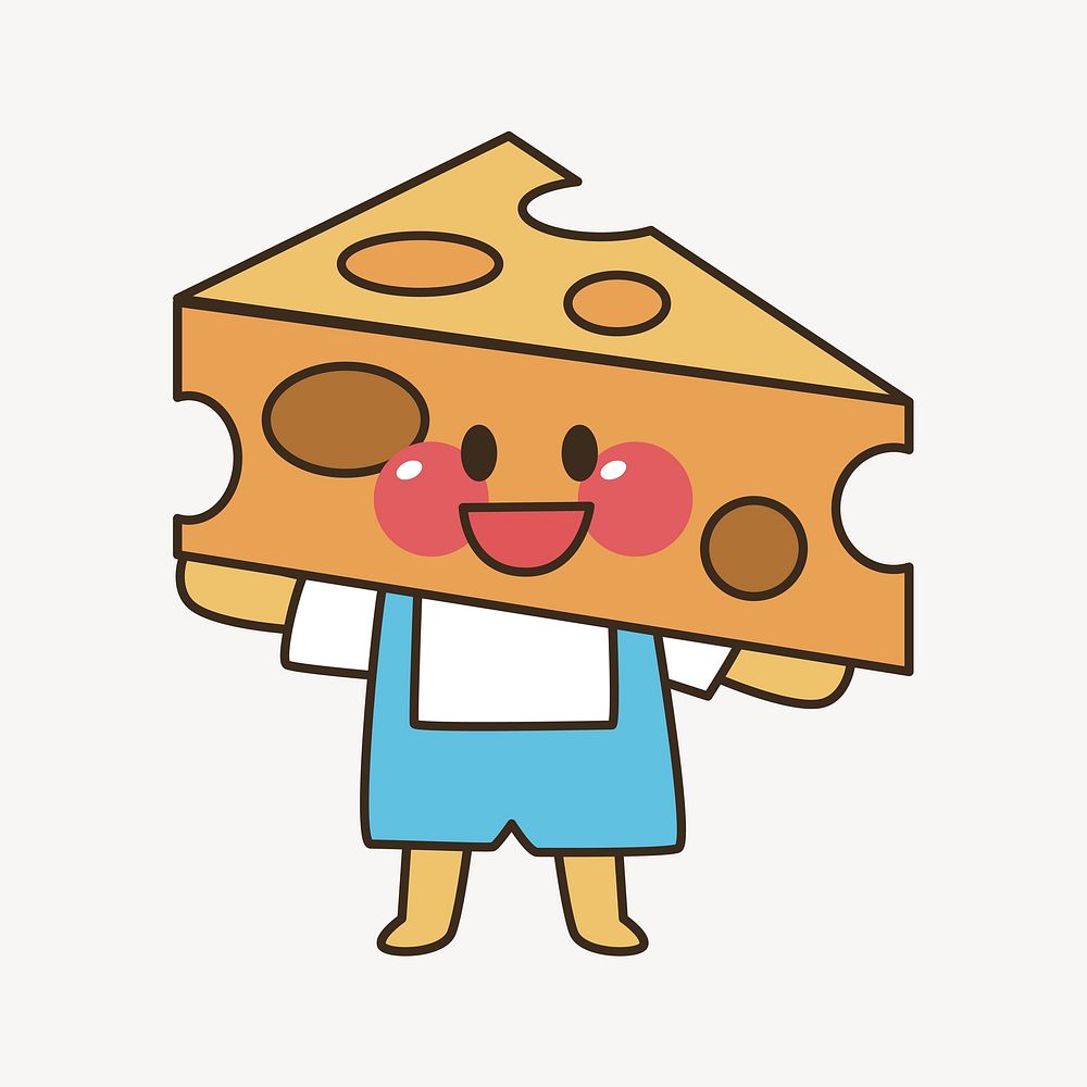 Cheese character illustration. Free public domain CC0 image.