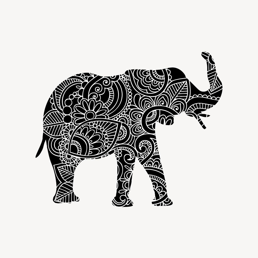 Black elephant clipart illustration vector. Free public domain CC0 image.