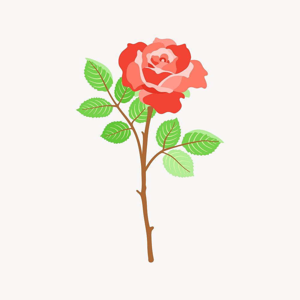Red rose clipart illustration vector. Free public domain CC0 image.