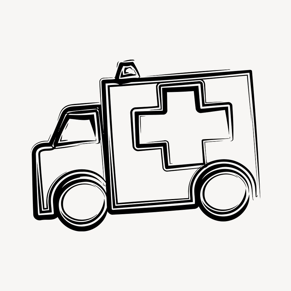 Ambulance illustration. Free public domain CC0 image.