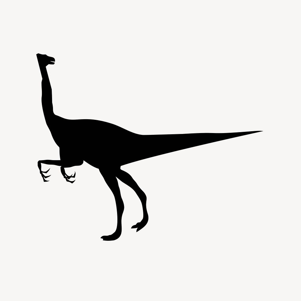 Gallimimus dinosaur silhouette illustration. Free public domain CC0 image.