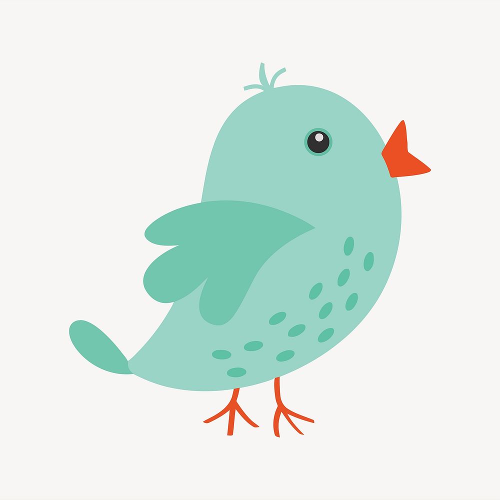 Green bird clipart illustration vector. | Free Vector - rawpixel