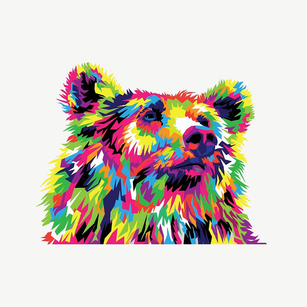 Colorful bear clipart illustration psd. Free public domain CC0 image.