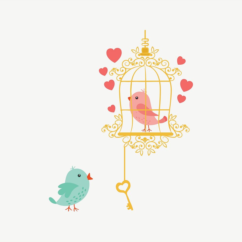 In-love bird clipart illustration psd. Free public domain CC0 image.