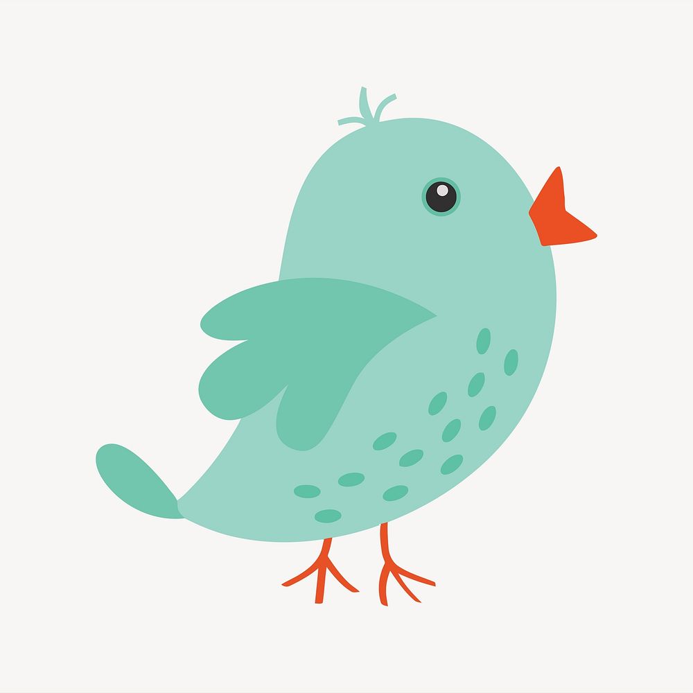 Green bird illustration. Free public domain CC0 image.