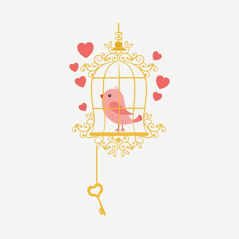 Gold bird cage clipart illustration psd. Free public domain CC0 image.