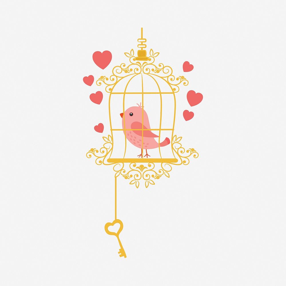 Gold bird cage clipart illustration vector. Free public domain CC0 image.