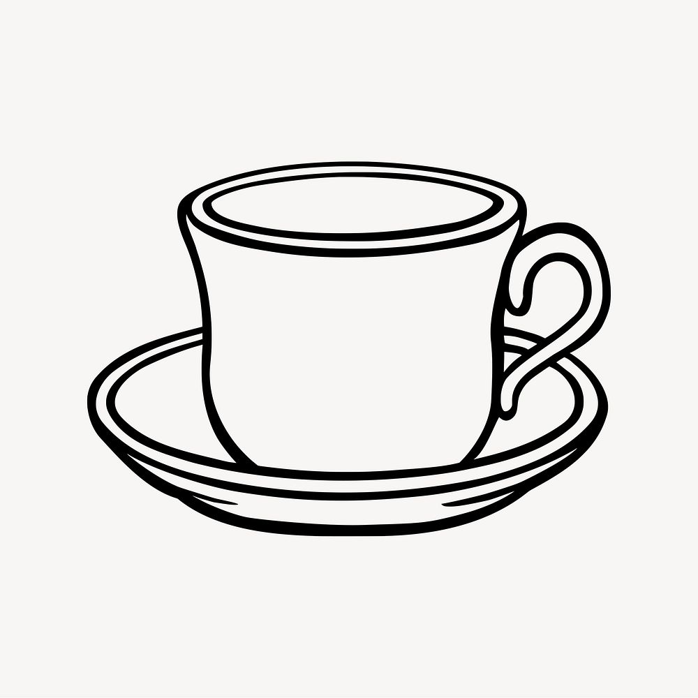 Tea cup illustration. Free public domain CC0 image.