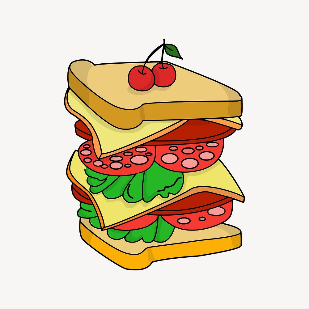 Sandwich illustration. Free public domain CC0 image.