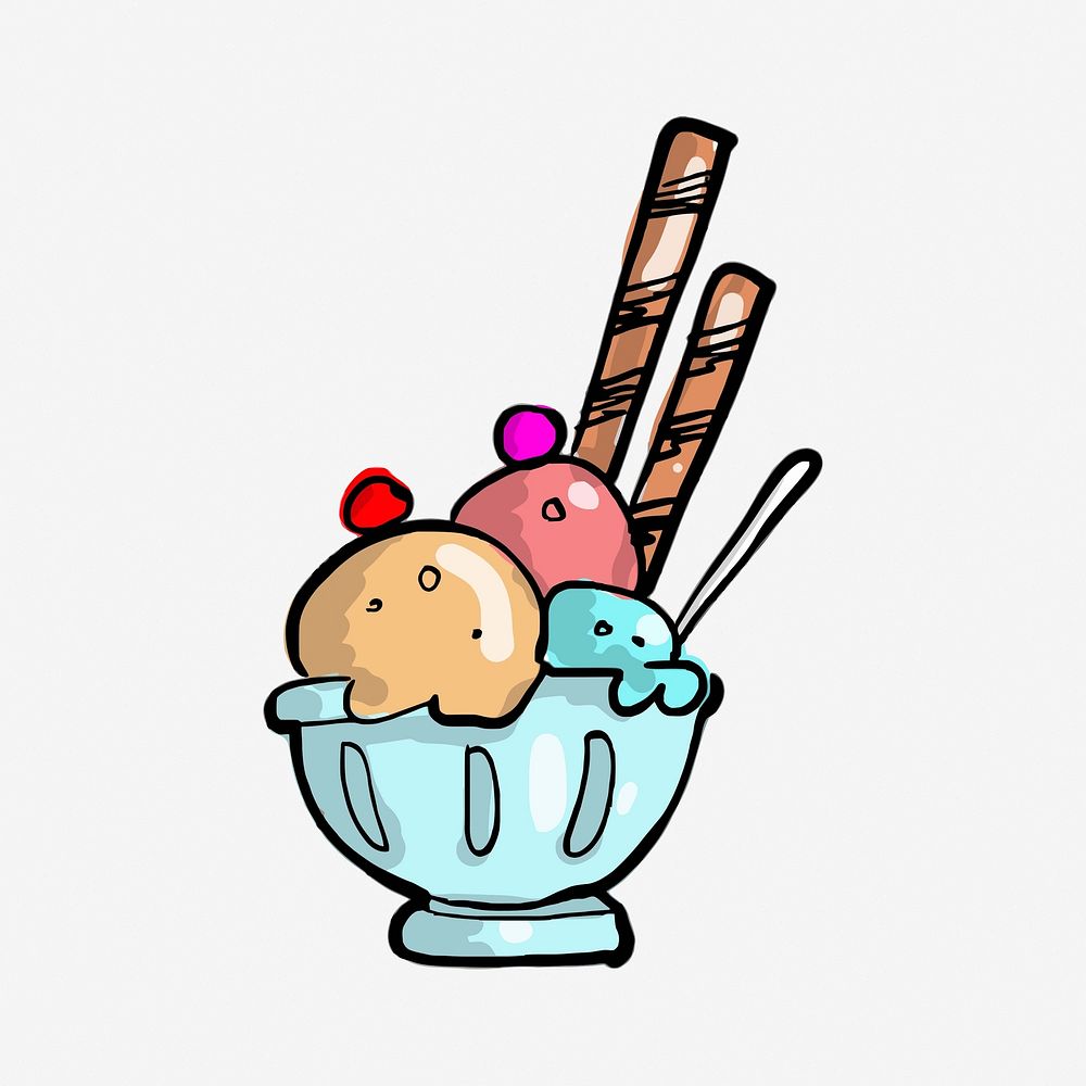 Ice cream clipart illustration vector. Free public domain CC0 image.