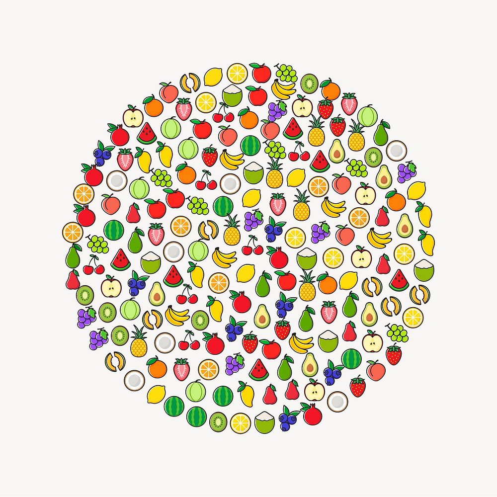 Fruit circle illustration. Free public domain CC0 image.