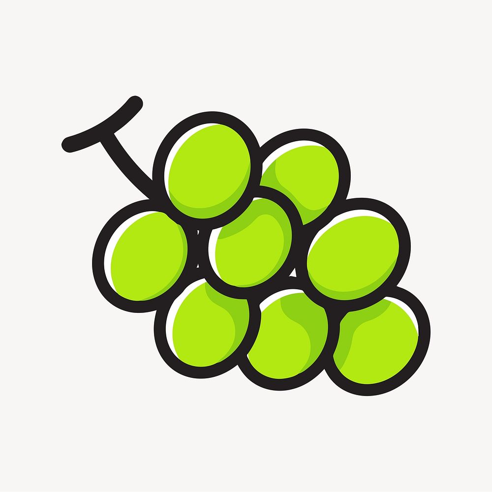 Green grapes illustration. Free public domain CC0 image.