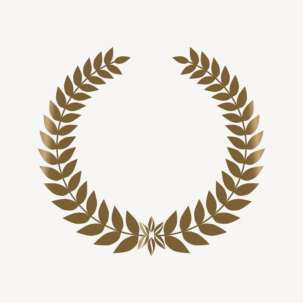 Gold laurel wreath illustration. Free public domain CC0 image.