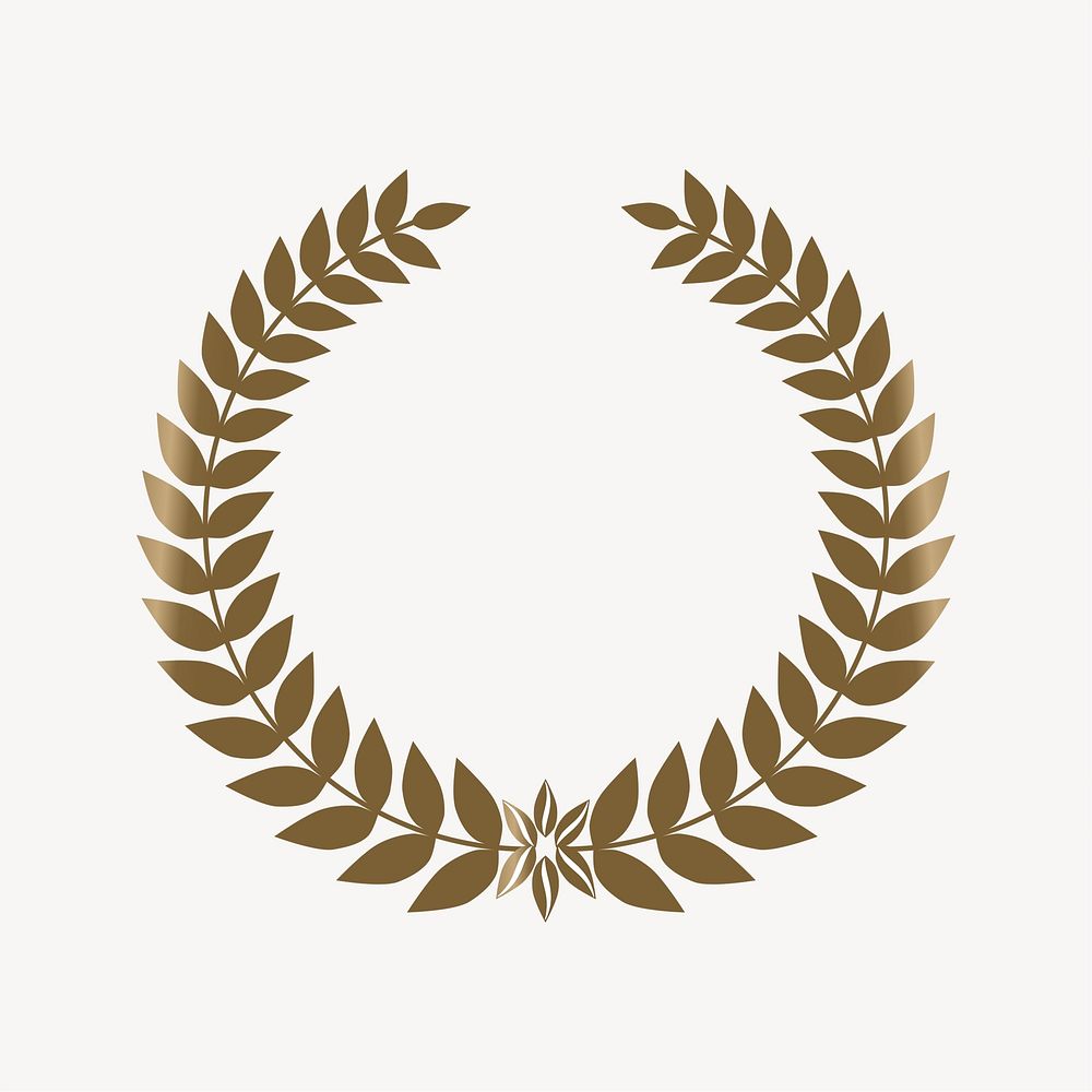Gold laurel wreath clipart illustration vector. Free public domain CC0 image.