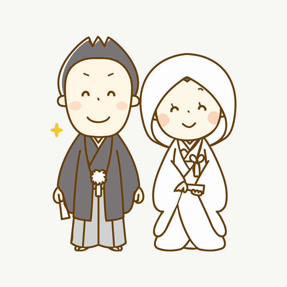 Traditional Japanese wedding clipart illustration psd. Free public domain CC0 image.