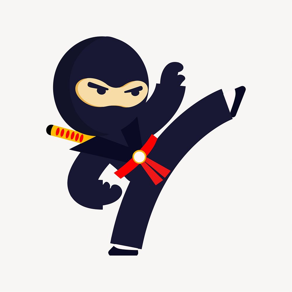 Ninja character clipart illustration vector. Free public domain CC0 image.