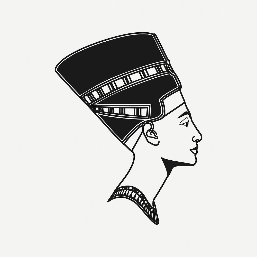 Nefertiti vintage icon clipart illustration psd. Free public domain CC0 image.