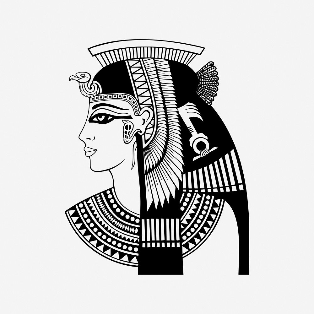Cleopatra vintage icon clipart illustration vector. Free public domain CC0 image.