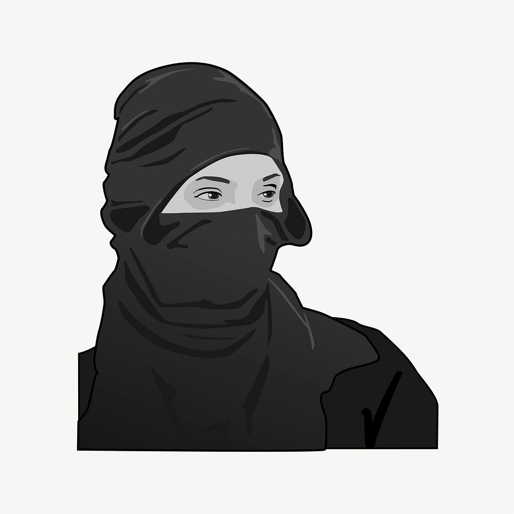 Muslim woman clipart illustration psd. Free public domain CC0 image.