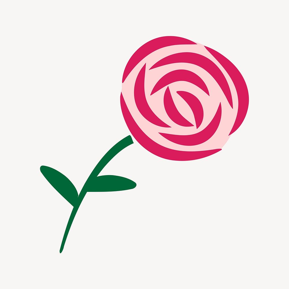 Pink rose illustration. Free public domain CC0 image.