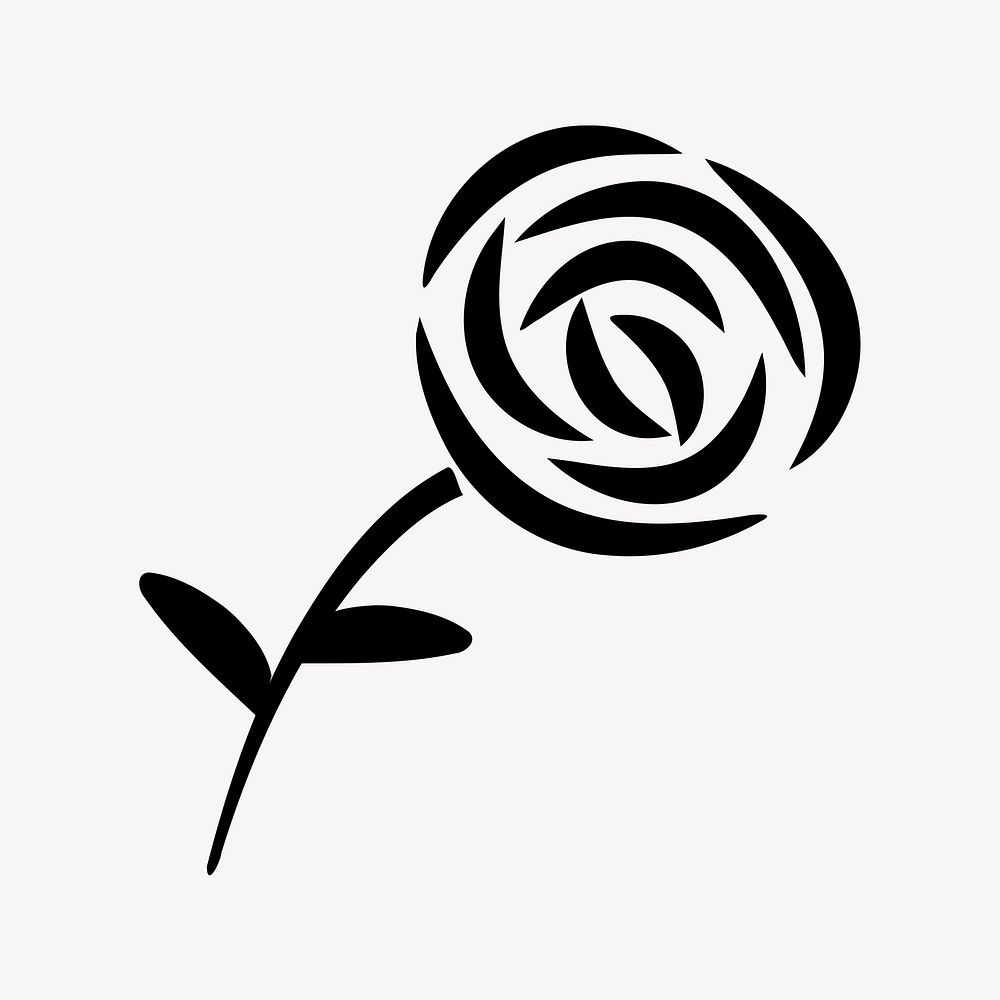 Rose silhouette illustration. Free public domain CC0 image.