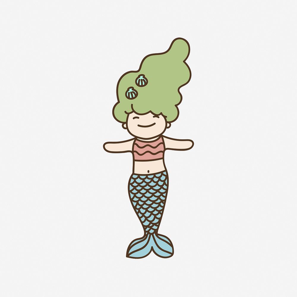 Mermaid character illustration. Free public domain CC0 image.