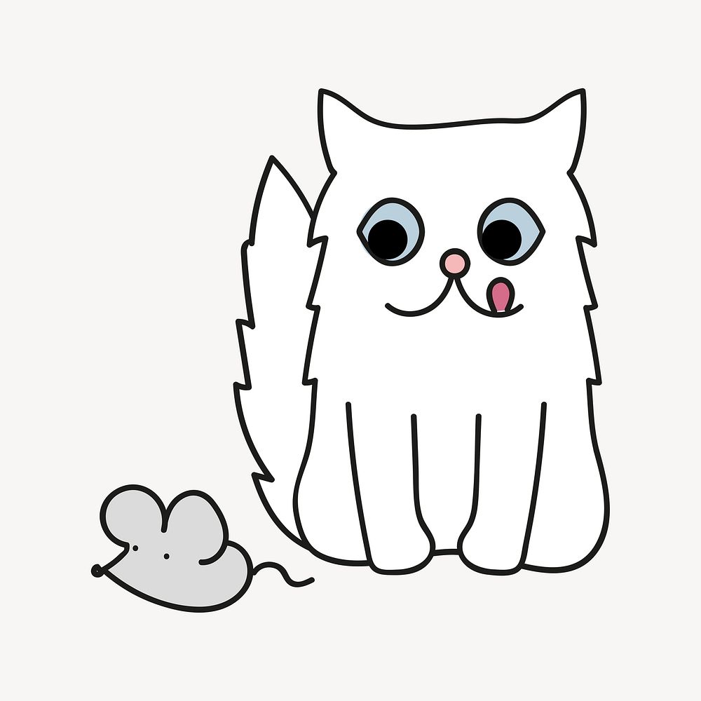 White cat clipart illustration vector. Free public domain CC0 image.