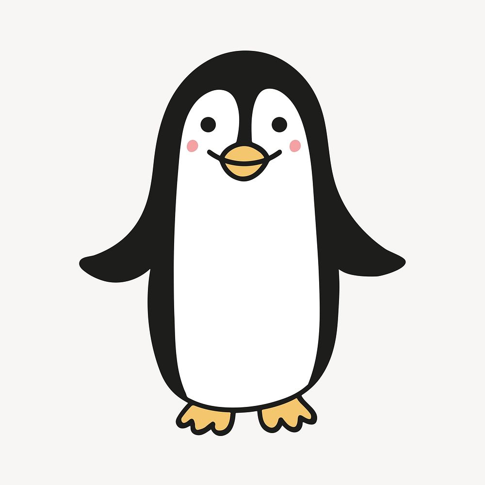 Penguin character clipart illustration vector. Free public domain CC0 image.