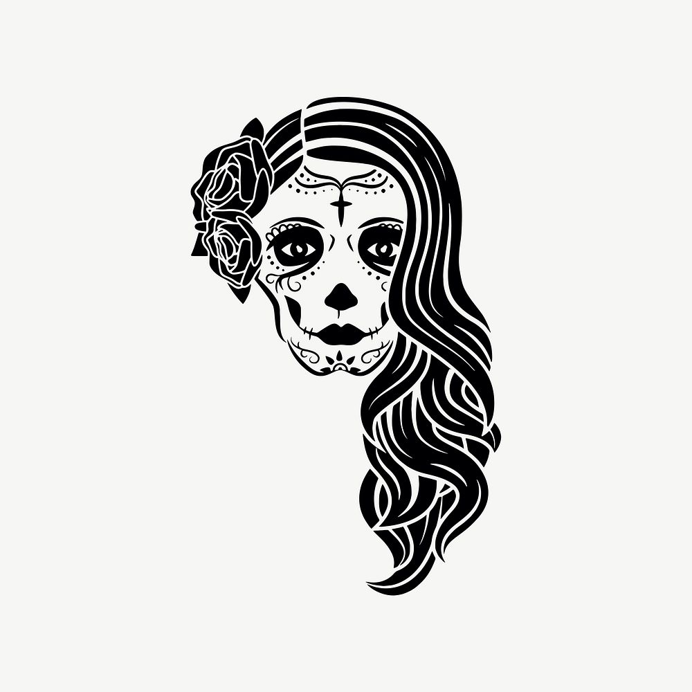 Day of the dead vintage icon clipart illustration psd. Free public domain CC0 image.
