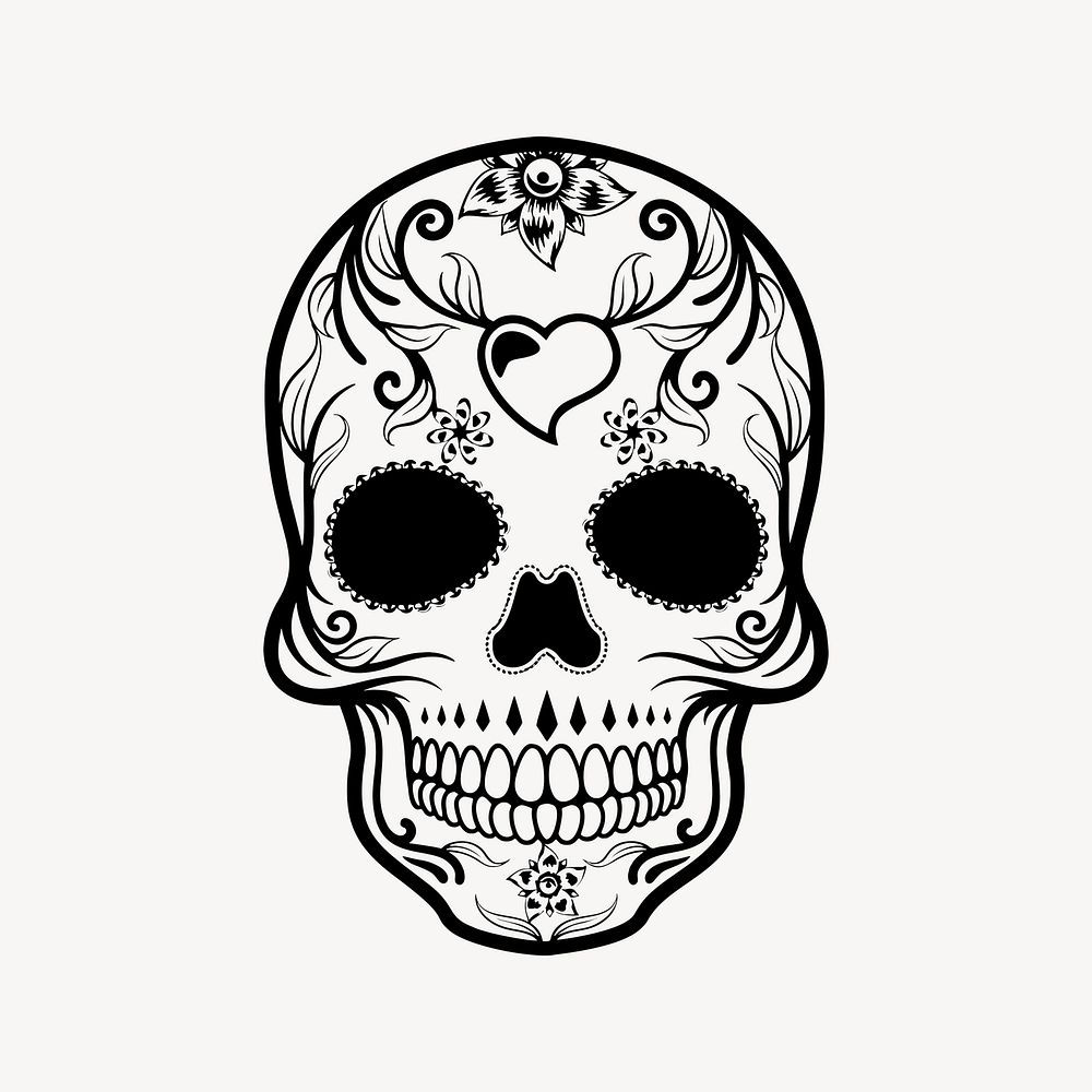 Day of the dead vintage icon illustration. Free public domain CC0 image.