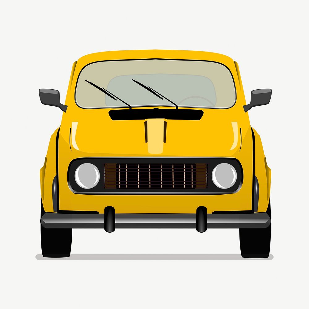 Yellow car clipart illustration psd. Free public domain CC0 image.