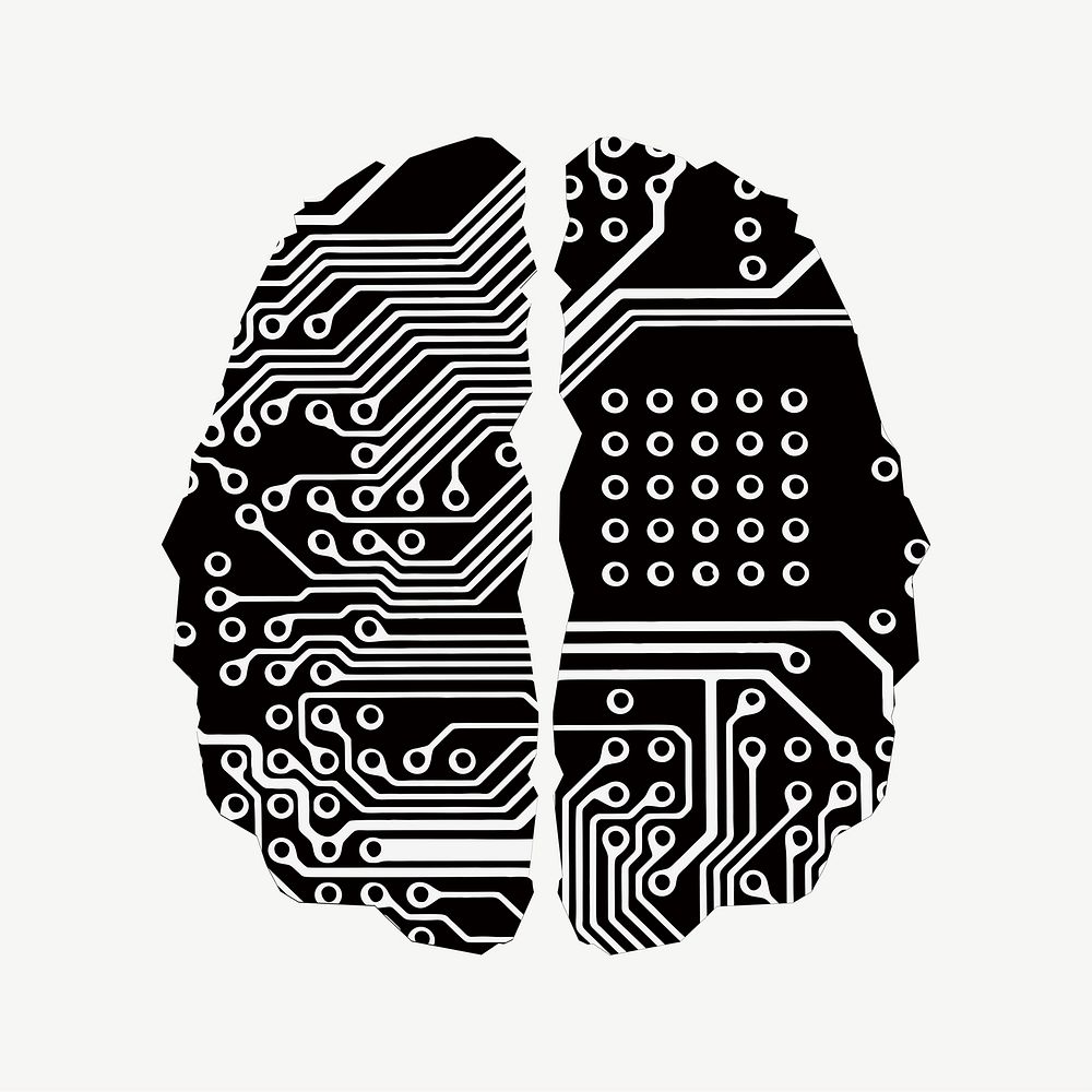 AI brain clipart illustration psd. Free public domain CC0 image.