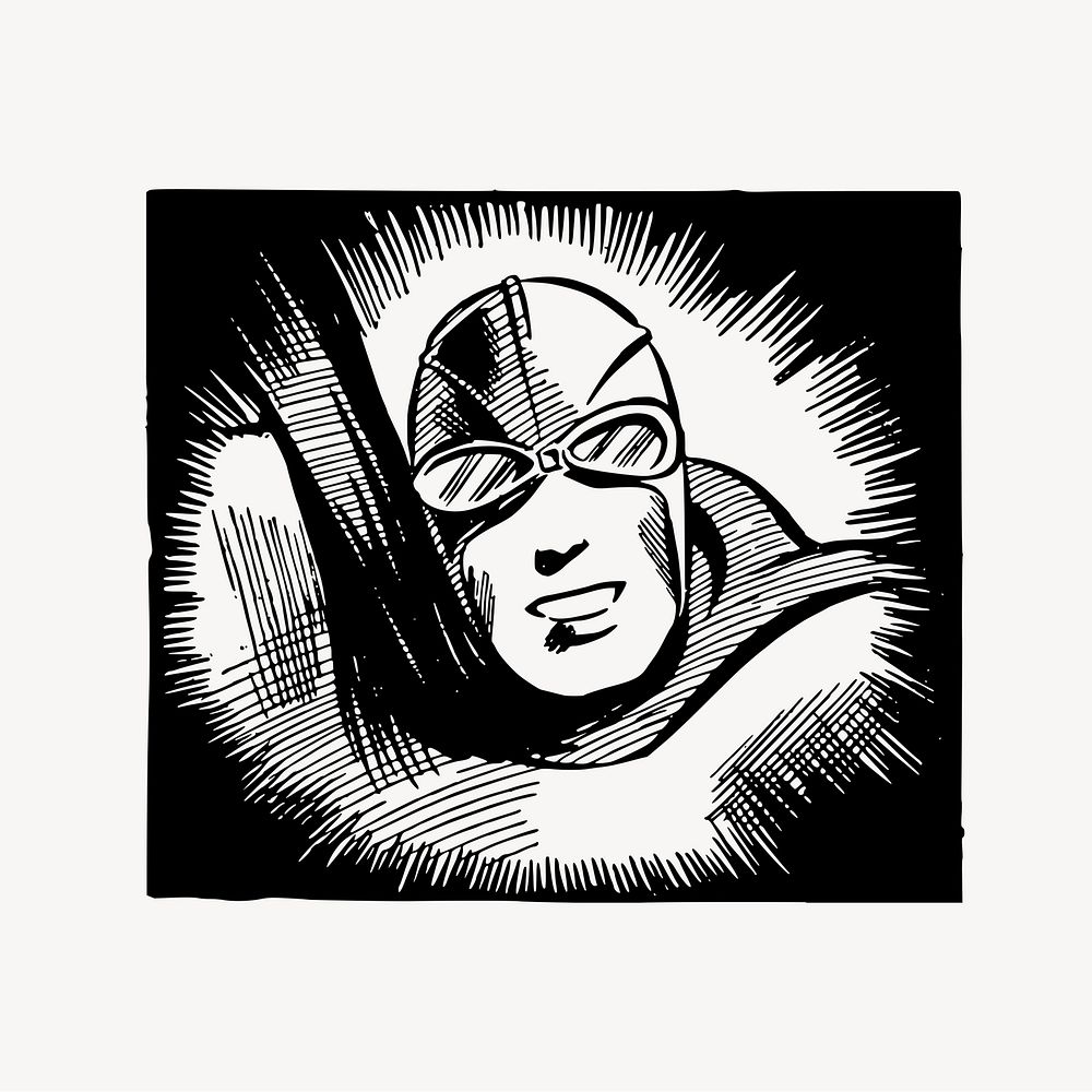 Superhero comic clipart illustration vector. Free public domain CC0 image.