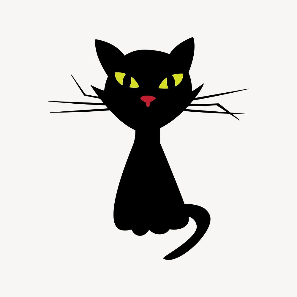 Black cat illustration. Free public domain CC0 image.