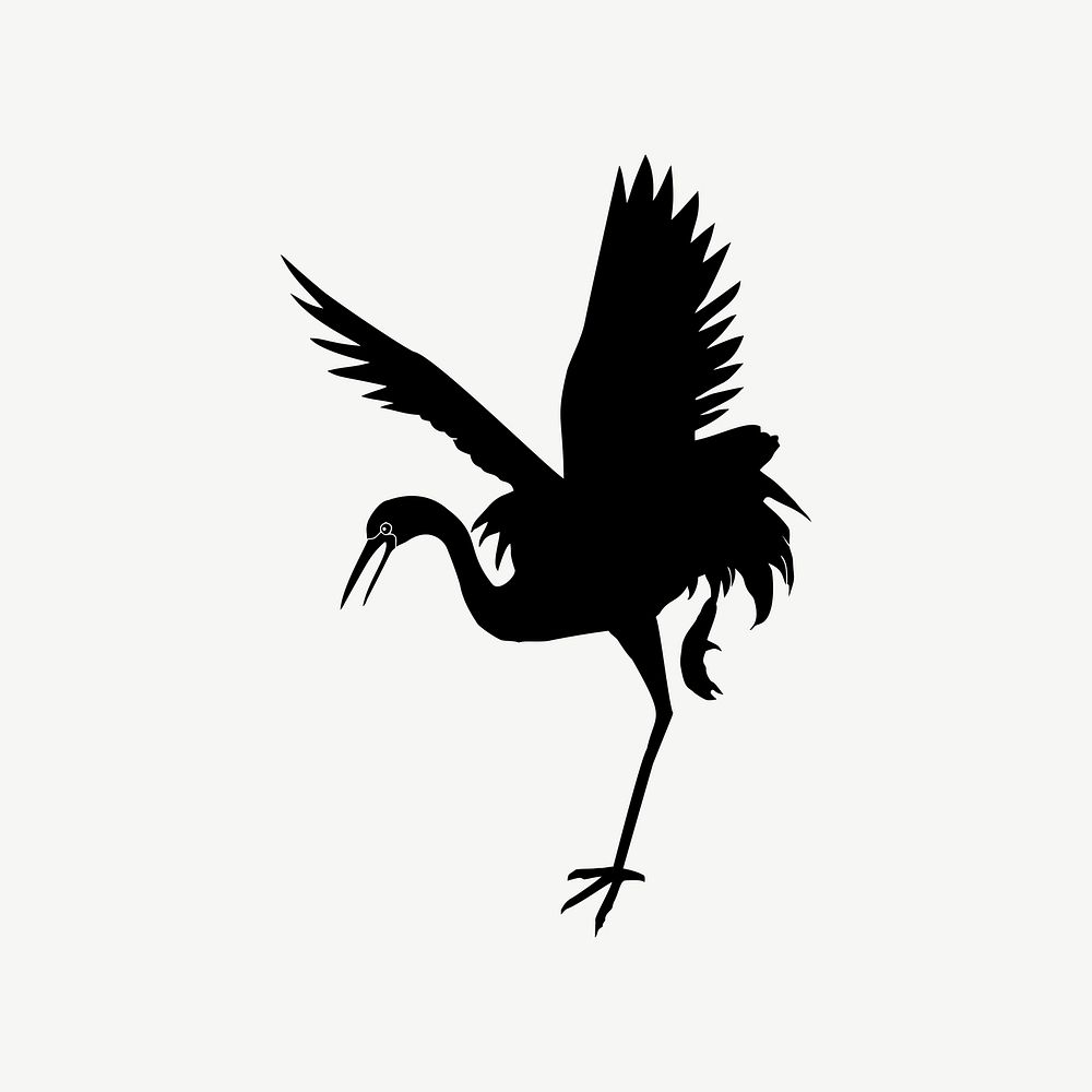 Silhouette stork clipart illustration psd. Free public domain CC0 image.