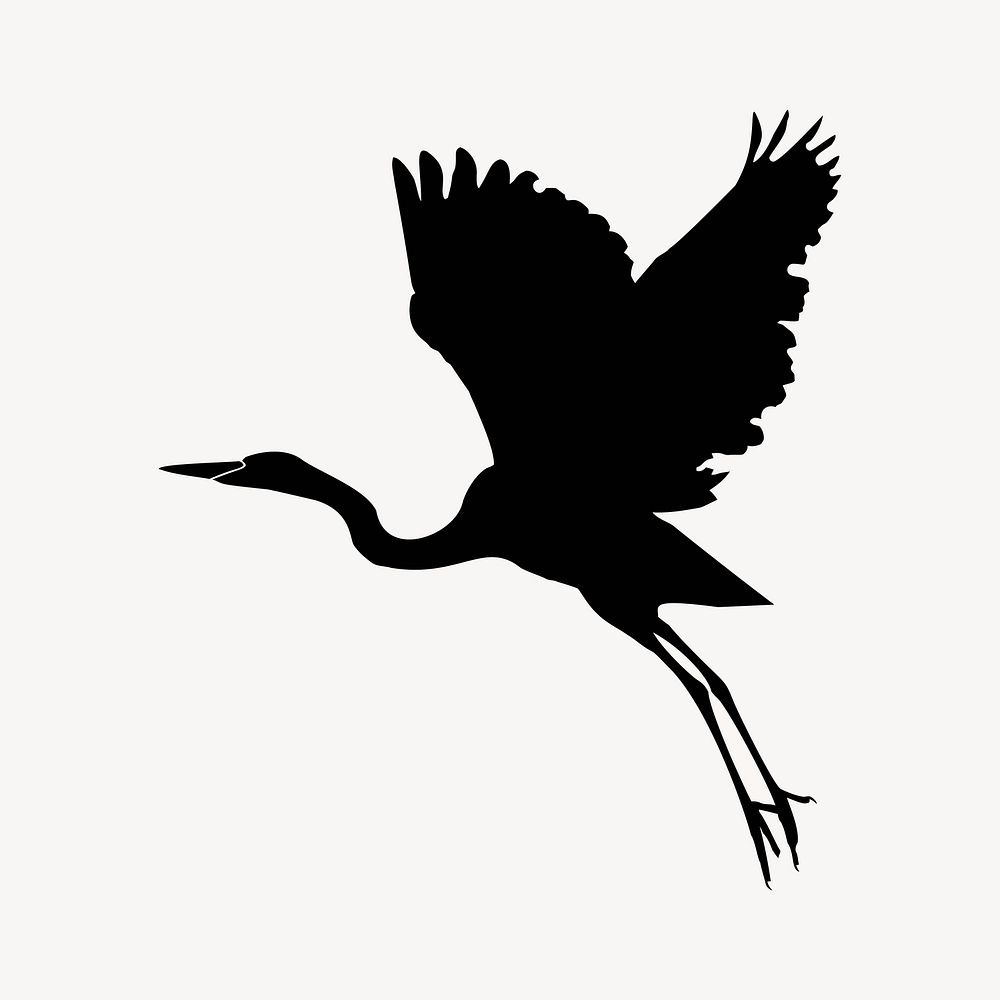 Silhouette stork illustration. Free public domain CC0 image.