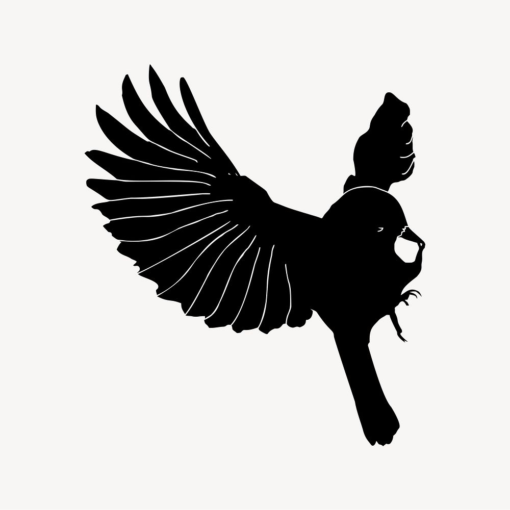 Silhouette bird clipart illustration vector. Free public domain CC0 image.