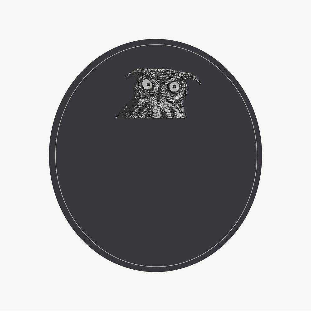 Owl badge clipart illustration psd. Free public domain CC0 image.