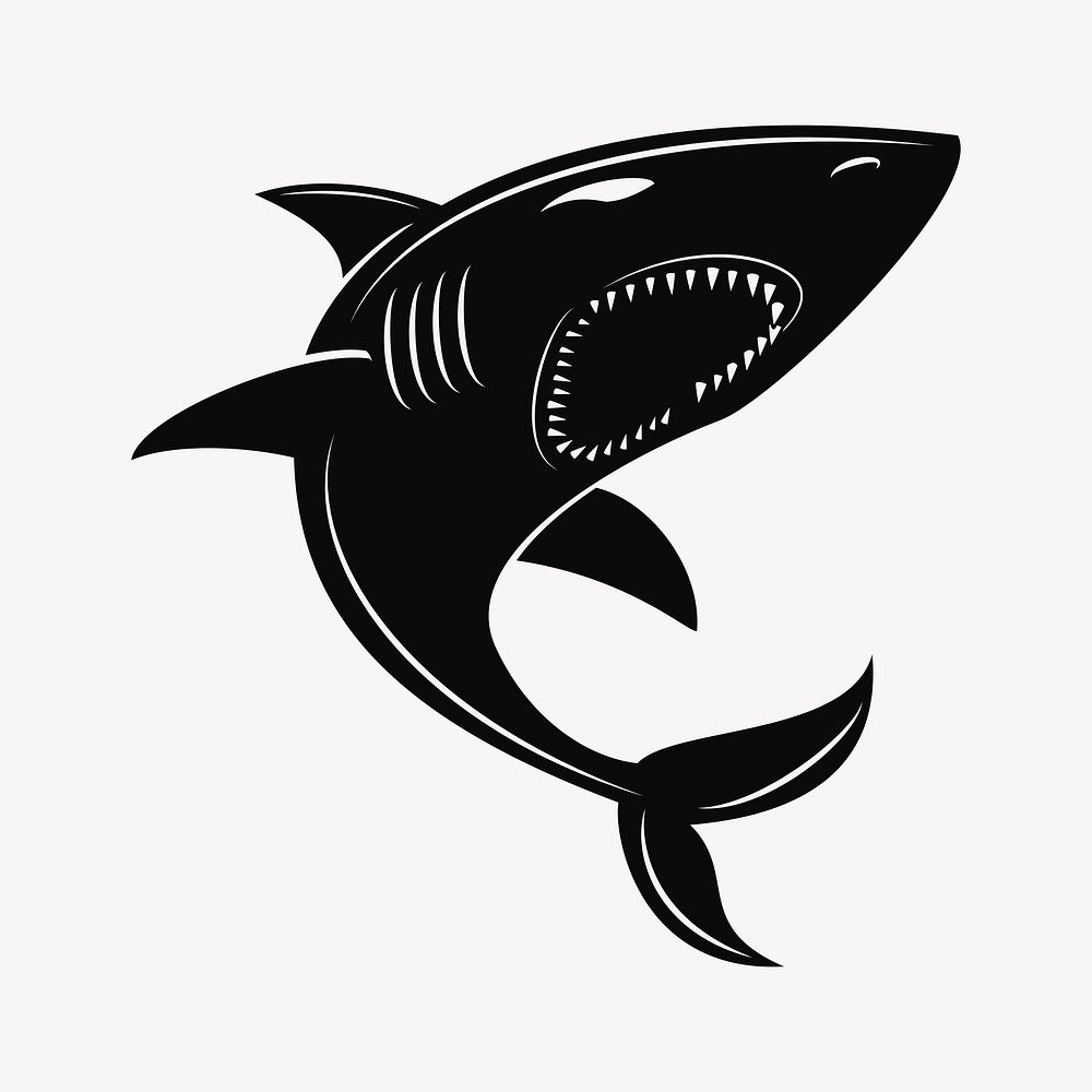 Shark silhouette collage element vector