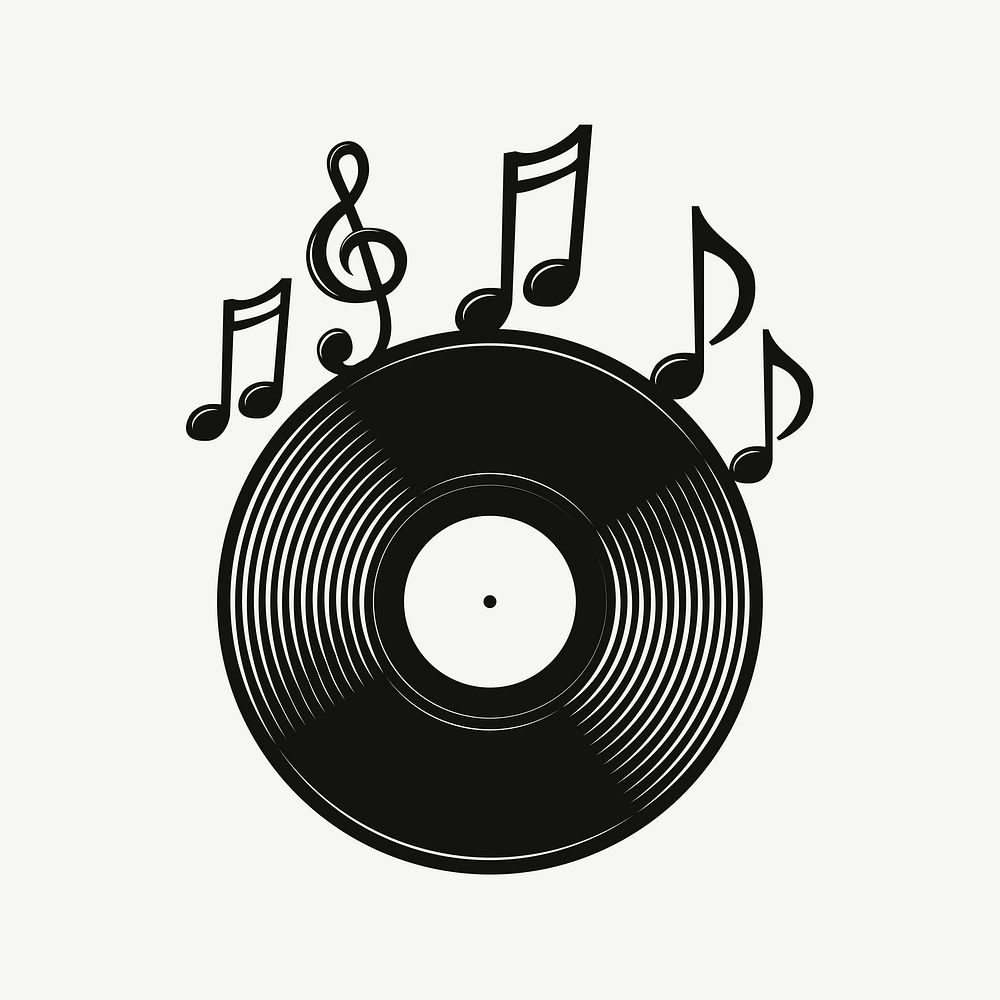 Record with music notes logo image element