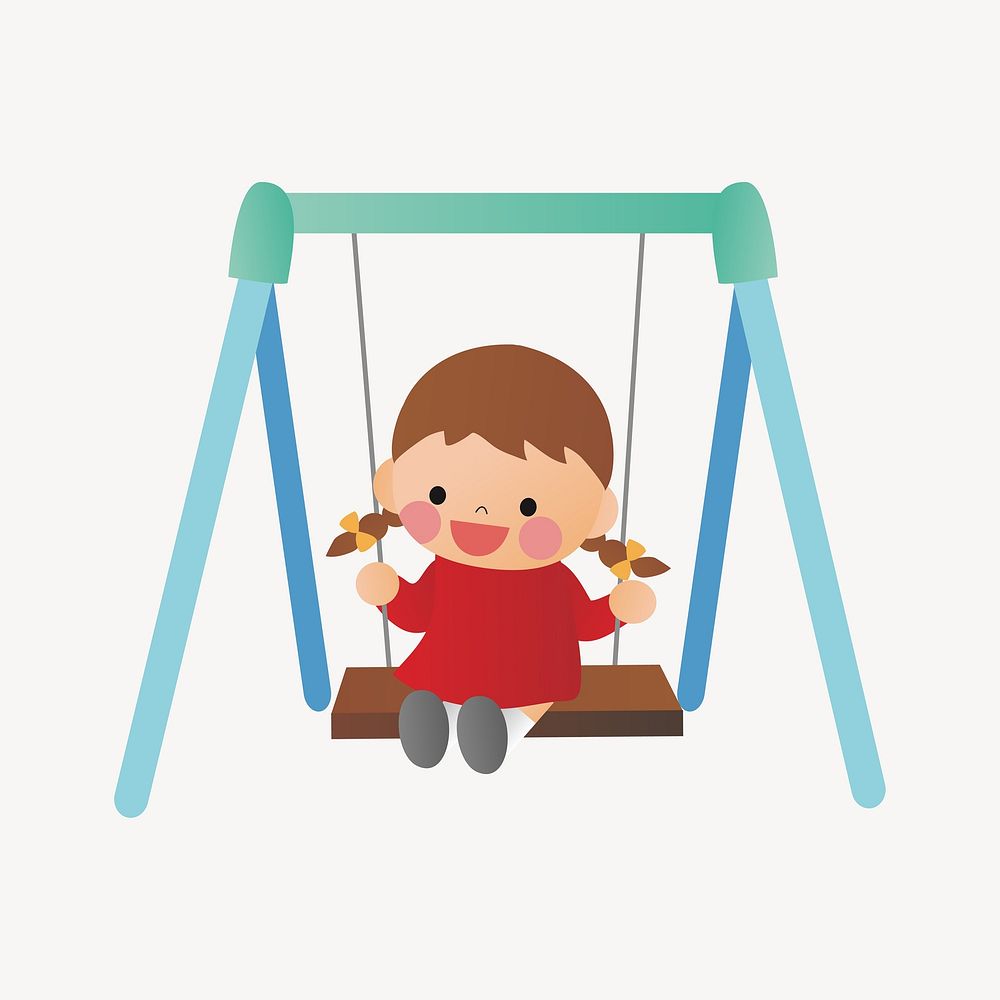 Girl on playground swing illustration vector
