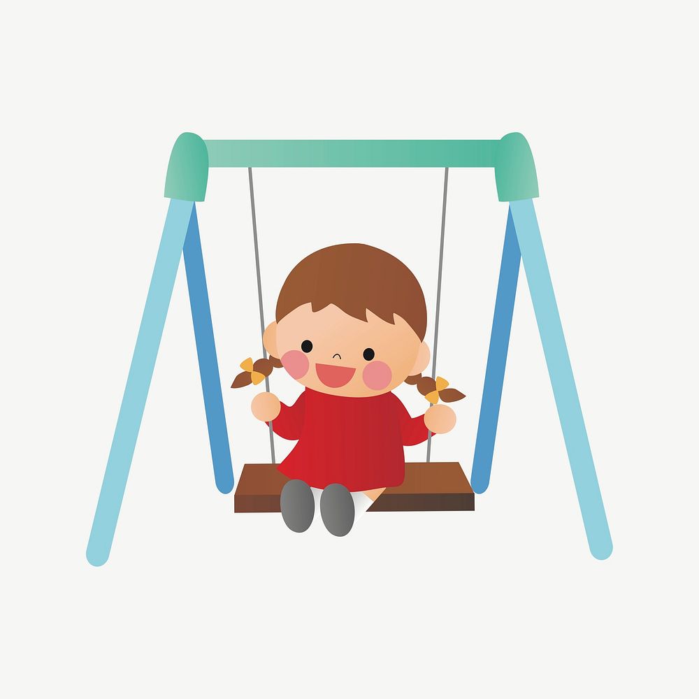 Girl on playground swing clip art psd