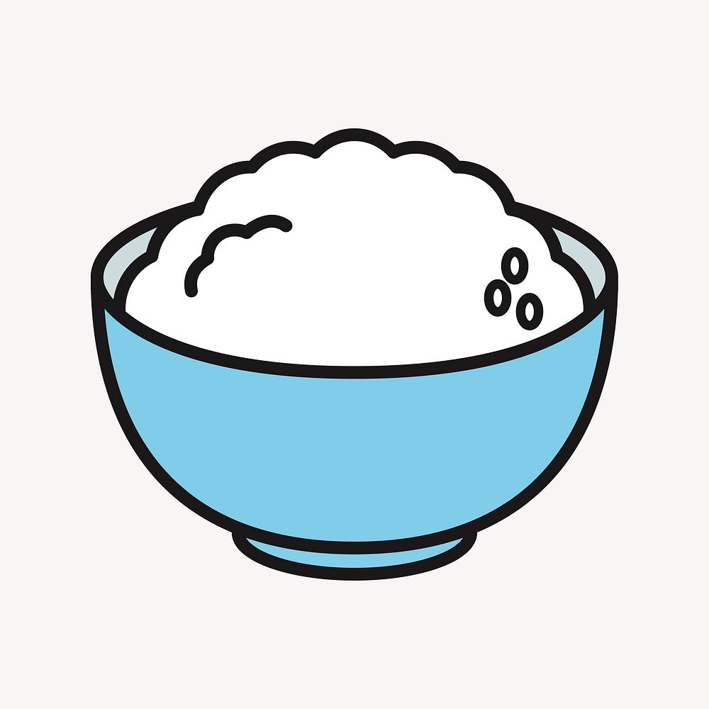 Bowl of rice collage element vector