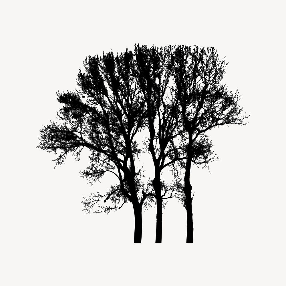 Triple Winter Trees Silhouette collage element vector