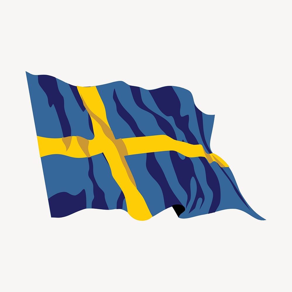 Sweden flag in the wind collage element vector